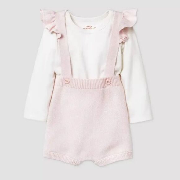 Cat & Jack Pink Overalls and Bodysuit Onesie - Picture 1 of 5